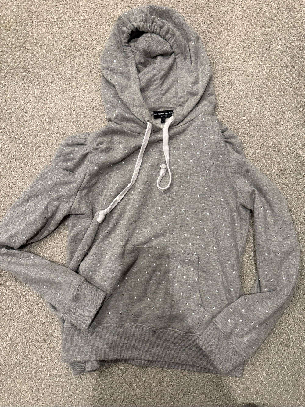 Generation Love Light Gray Pullover Hoodie with Subtle Dot Accents